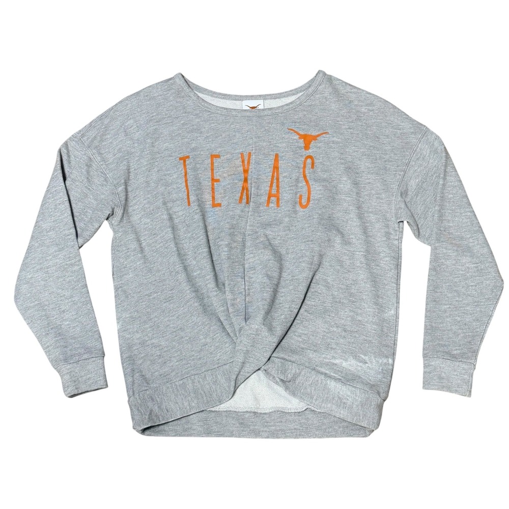 Longhorn Apparel University of Texas Twist Front Sweatshirt Grey Orange‎ Small